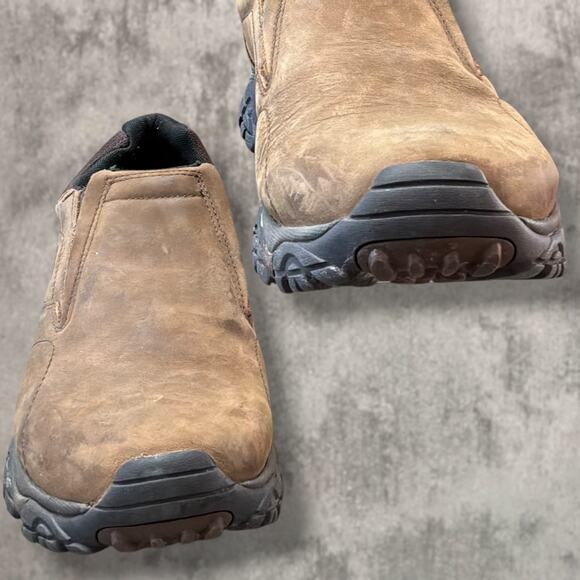 Men\'s 9.5 MERRELL Moab Adventure Slip-On Brown Nubuck Leather Hiking Shoe EUC main image 4